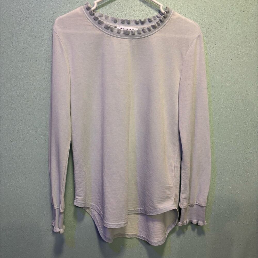 Jane and Delancey Women’s Light Blue Ruffle Collar Ruffle Long Sleeve Top Size S